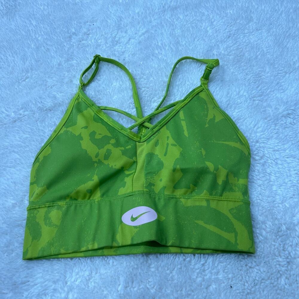 Nike Womens Green Athleisure Luxe Strappy Sports Bra Padded Sz XS Workout Cheer